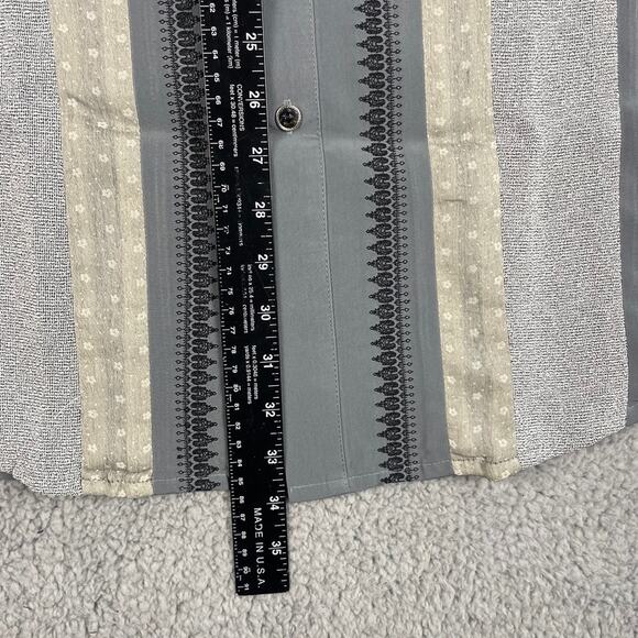 Husky Club Men's XL Gray Patterned Polyester Rayon Long Sleeve Button Up Shirt - Picture 11 of 16